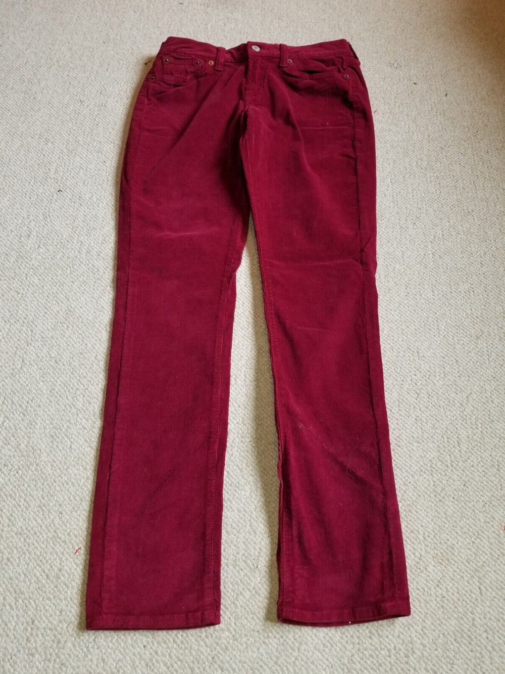 Womens Pants-LUCKY BRAND-dark red corduroy cotton stretch "Zoe Skinny" jean-8